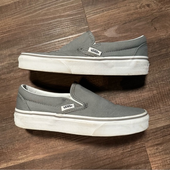 Vans Shoes - Vans Gray Canvas Slip-On Shoes Size 5 Women’s
